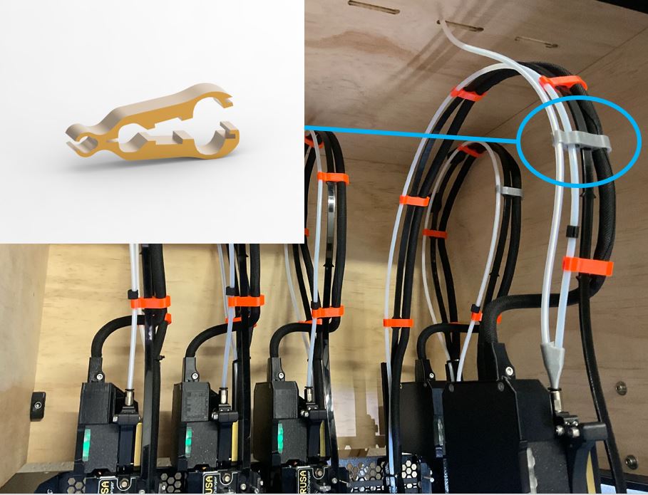 Clip to fix a additional pipe to guide filament - suitable for Prusa XL