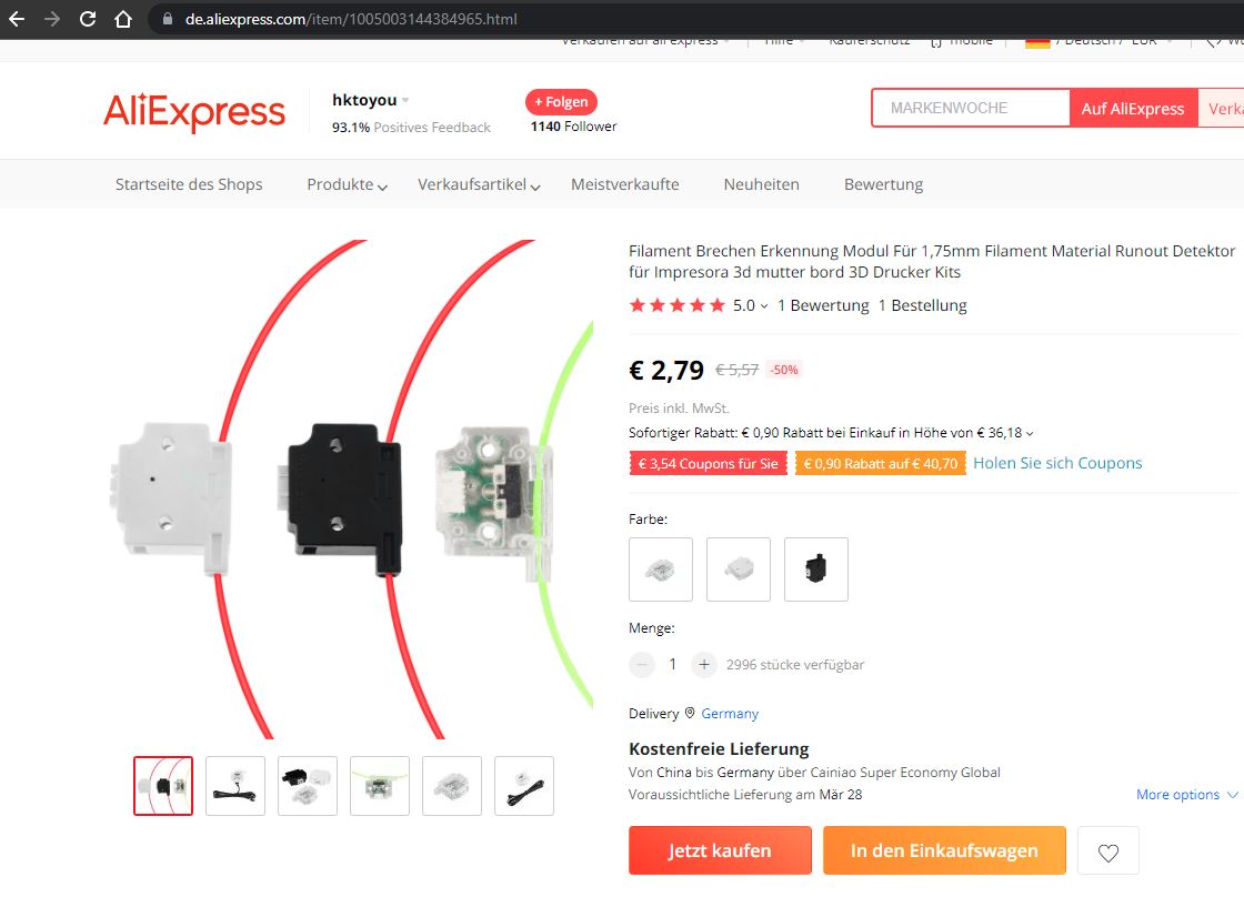 Miniatura 2 do modelo 3D Halter Filamentsensor Ender 3