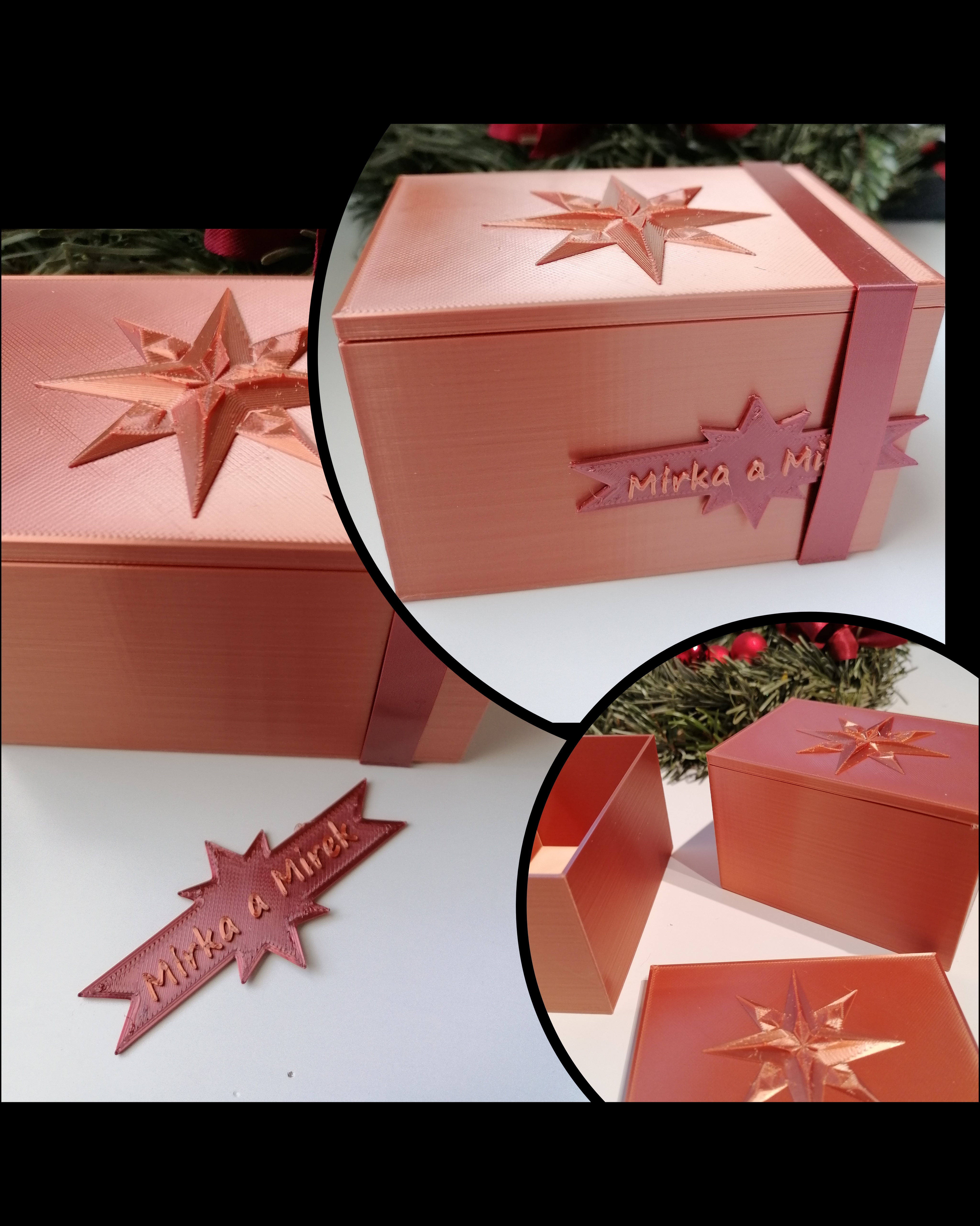 Christmas gift box with name tag/Vánoční dárková krabička se jmenovkou
