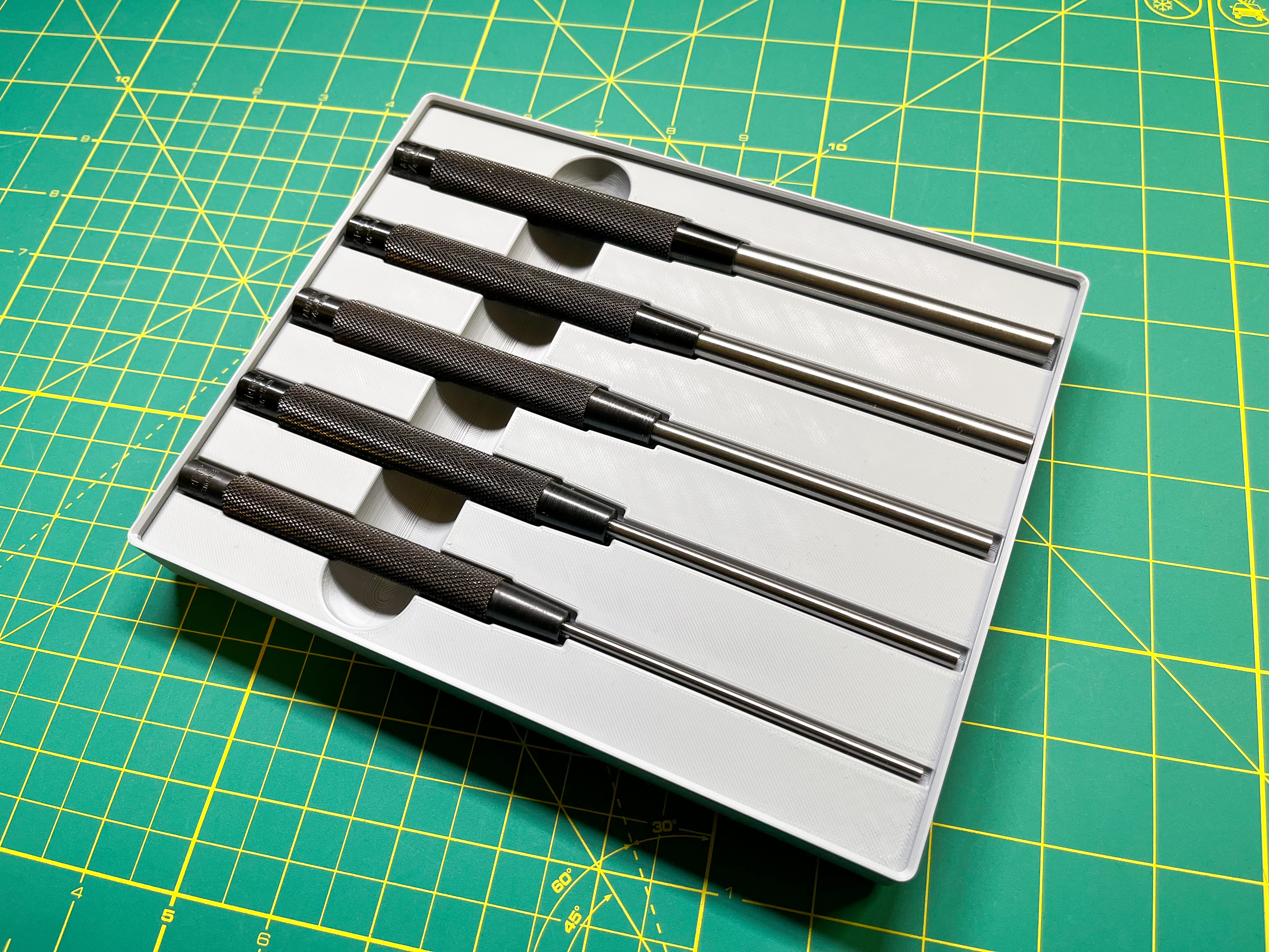 Gridfinity Bin - Starrett Extended Length Drive Pin Punch Set (S248) (4x5x3)