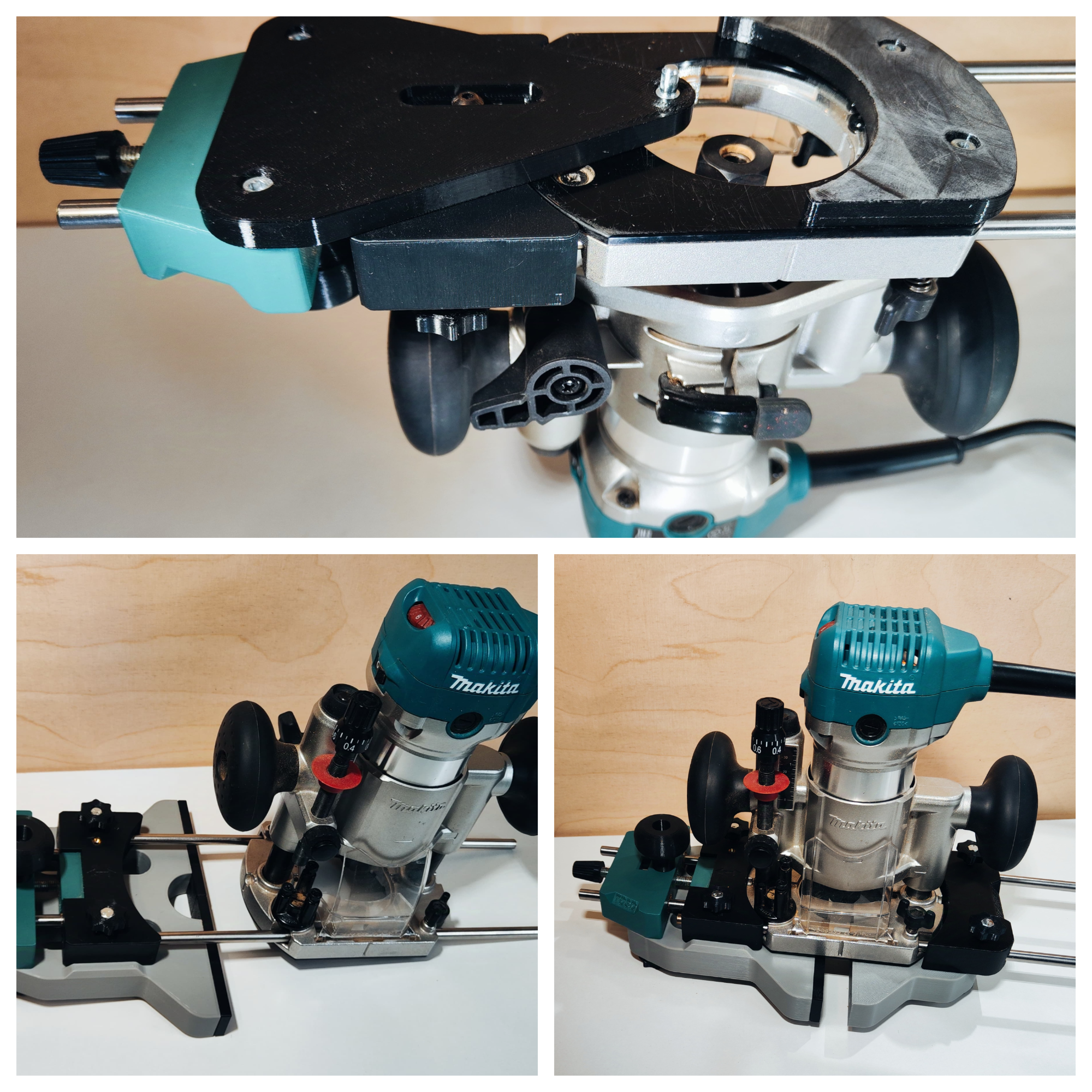 Makita RT0700 Router Parallel guide, circle cutting, fine adjustment