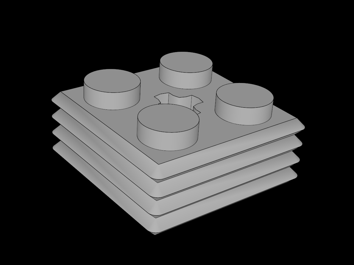 Lego Compatible (71752.dat) Brick  2 x  2 x  0.667 Ribbed Horizontally
