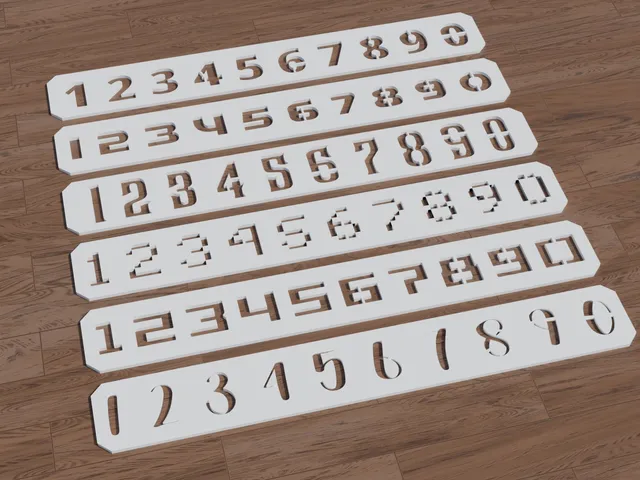 Number Digits Font Stencils (6 fonts)