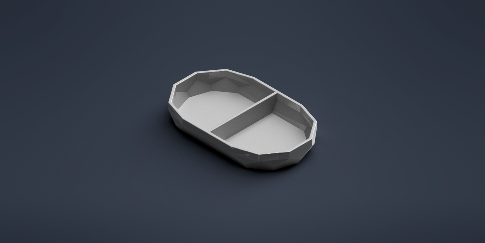 Low Poly Tray / Bowl with dividers 3D model thumbnail
