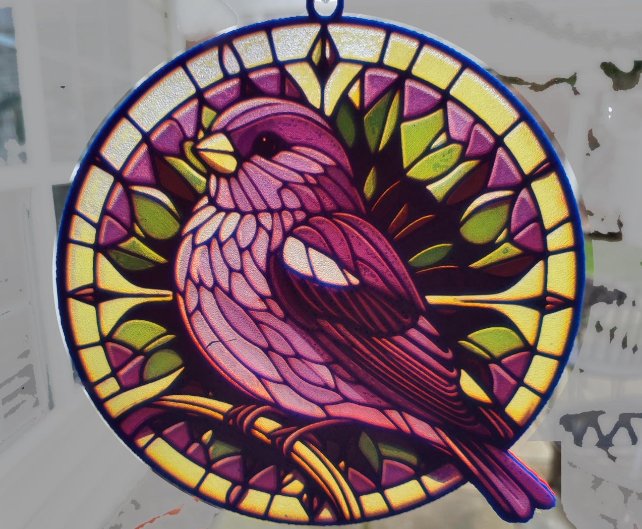 Stained-glass style Purple Finch