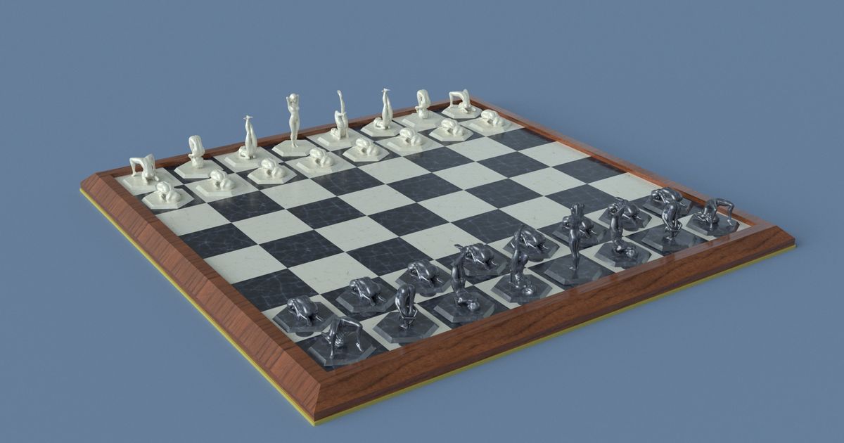 4 Player Chess Board + Nude Chess Set by AM Prints, Download free STL  model