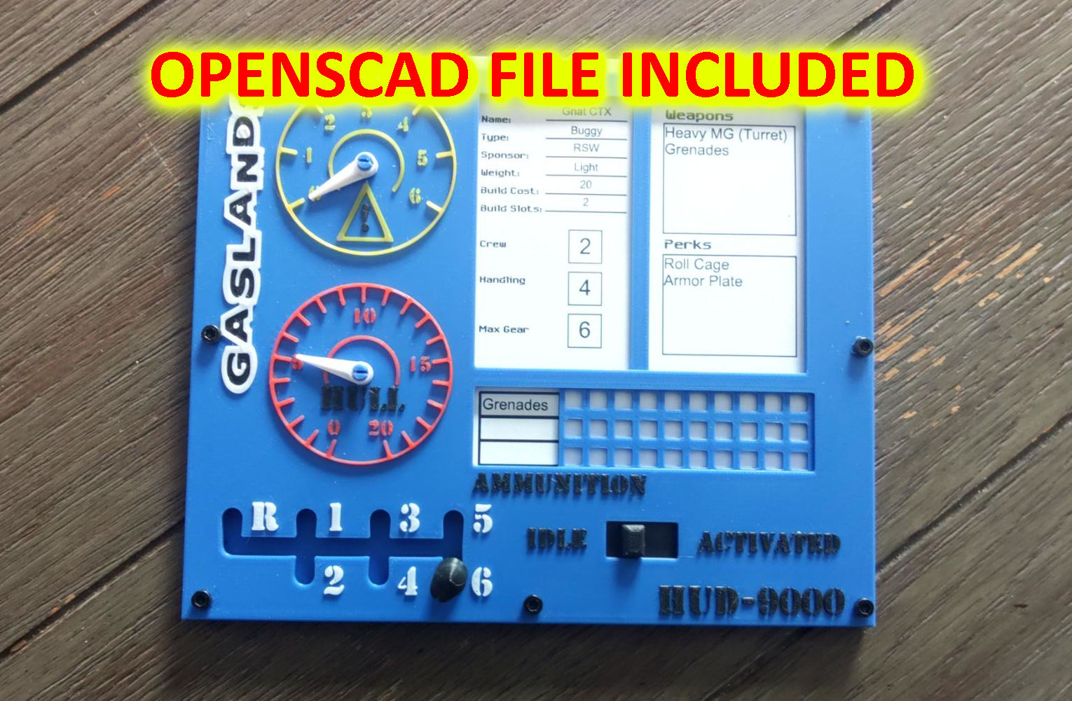 EZ Print Gaslands Dashboard with Fillable Car Data Sheet