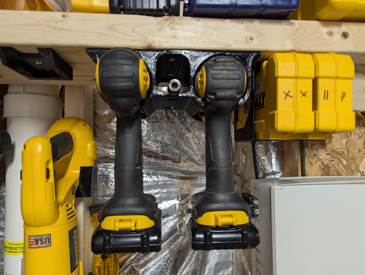 Dewalt Impact Driver and Drill Under Shelf Mount
