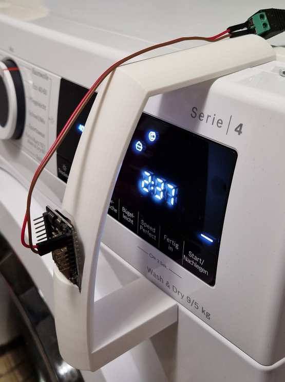 Magnetic camera holder for monitoring BOSCH WNA13441 wash dryers with Home Assistant