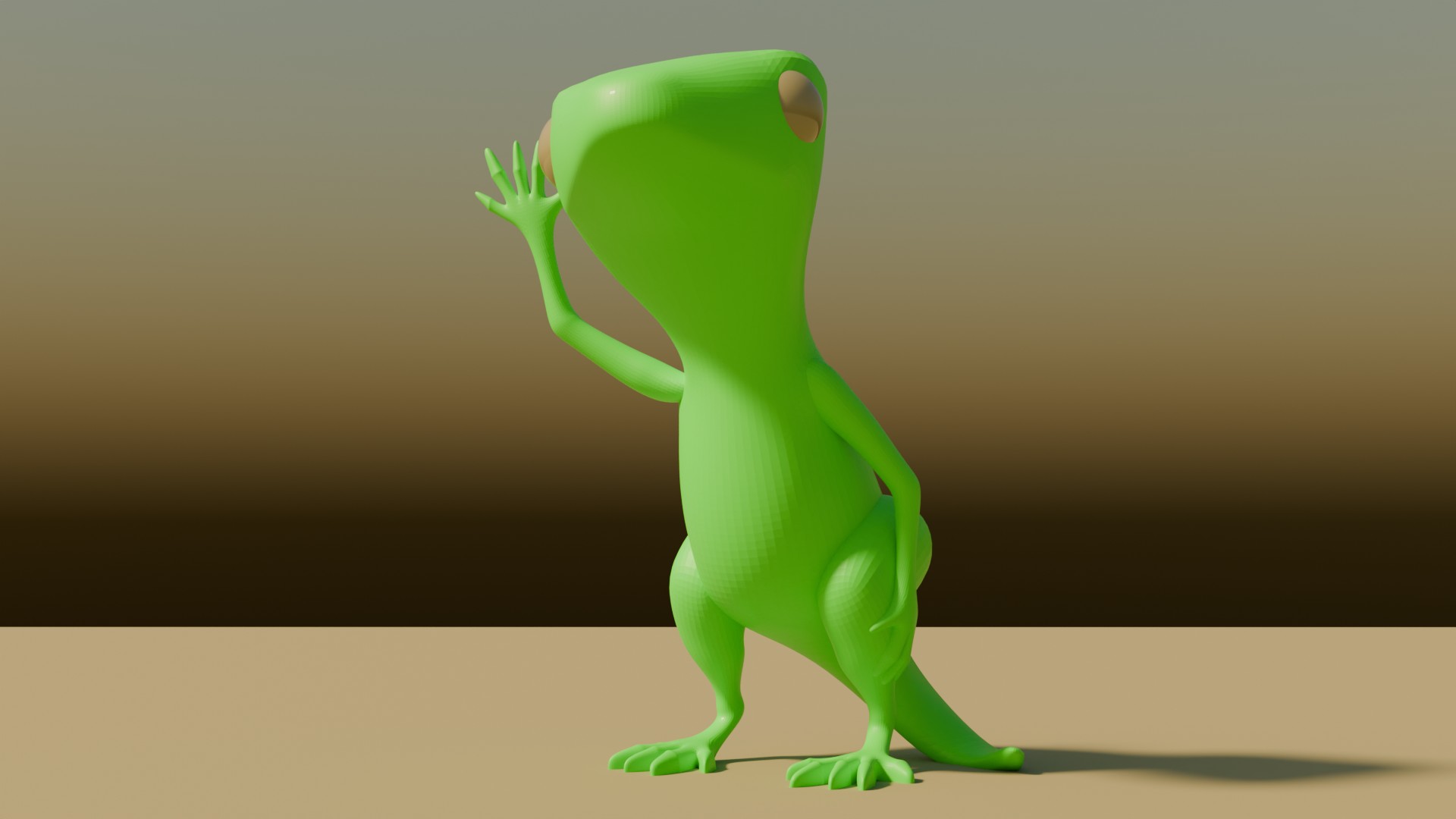 Simple cartoon lizard waving