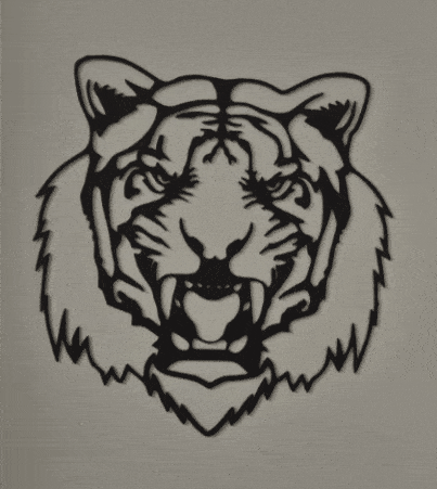 Line Art Drawing of a Fierce Tiger Head