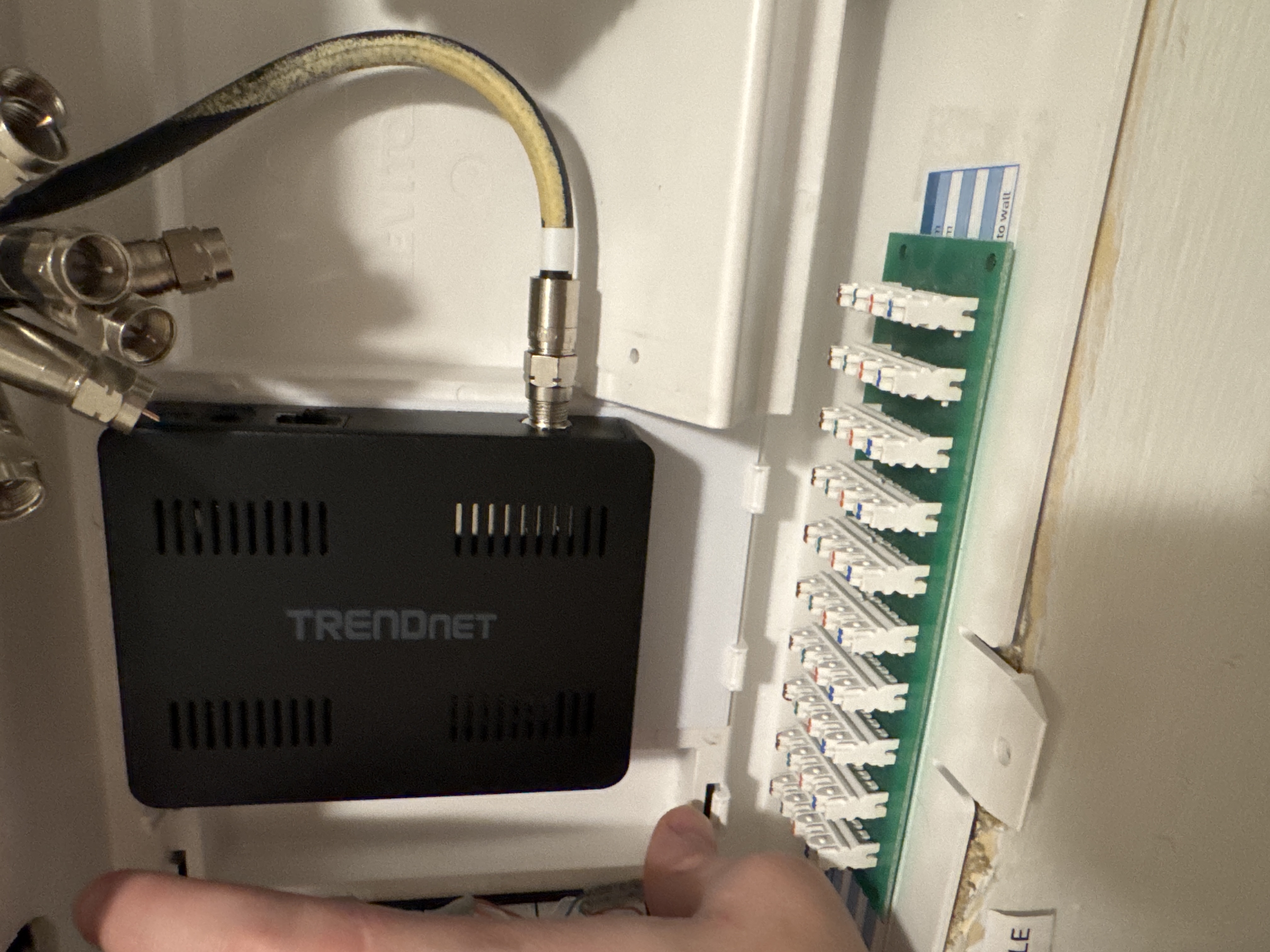 Leviton SMC bracket for TRENDNet Ethernet over Coax 2.5GB MoCA bridge