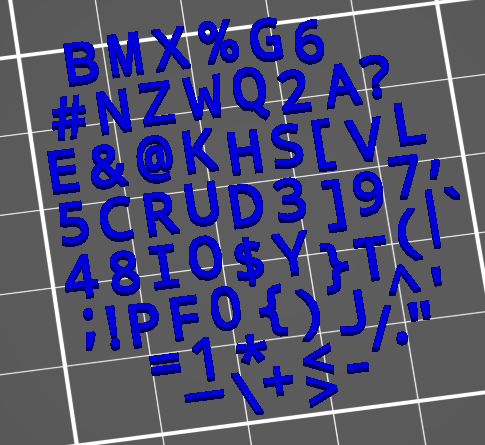 Uppercase Alphabet numbers and symbols
