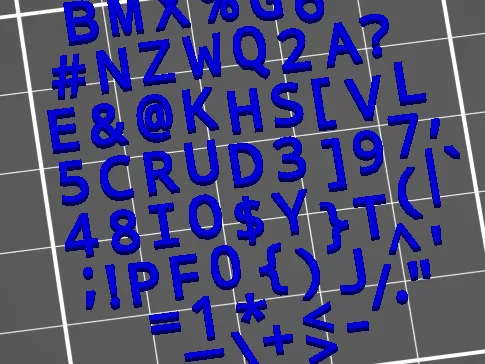 Uppercase Alphabet numbers and symbols