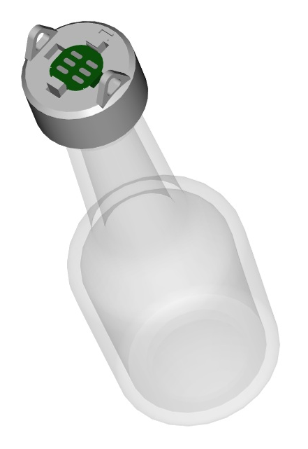 LED cap for small bottles with M18 thread for WS2812B 10mm PCBs