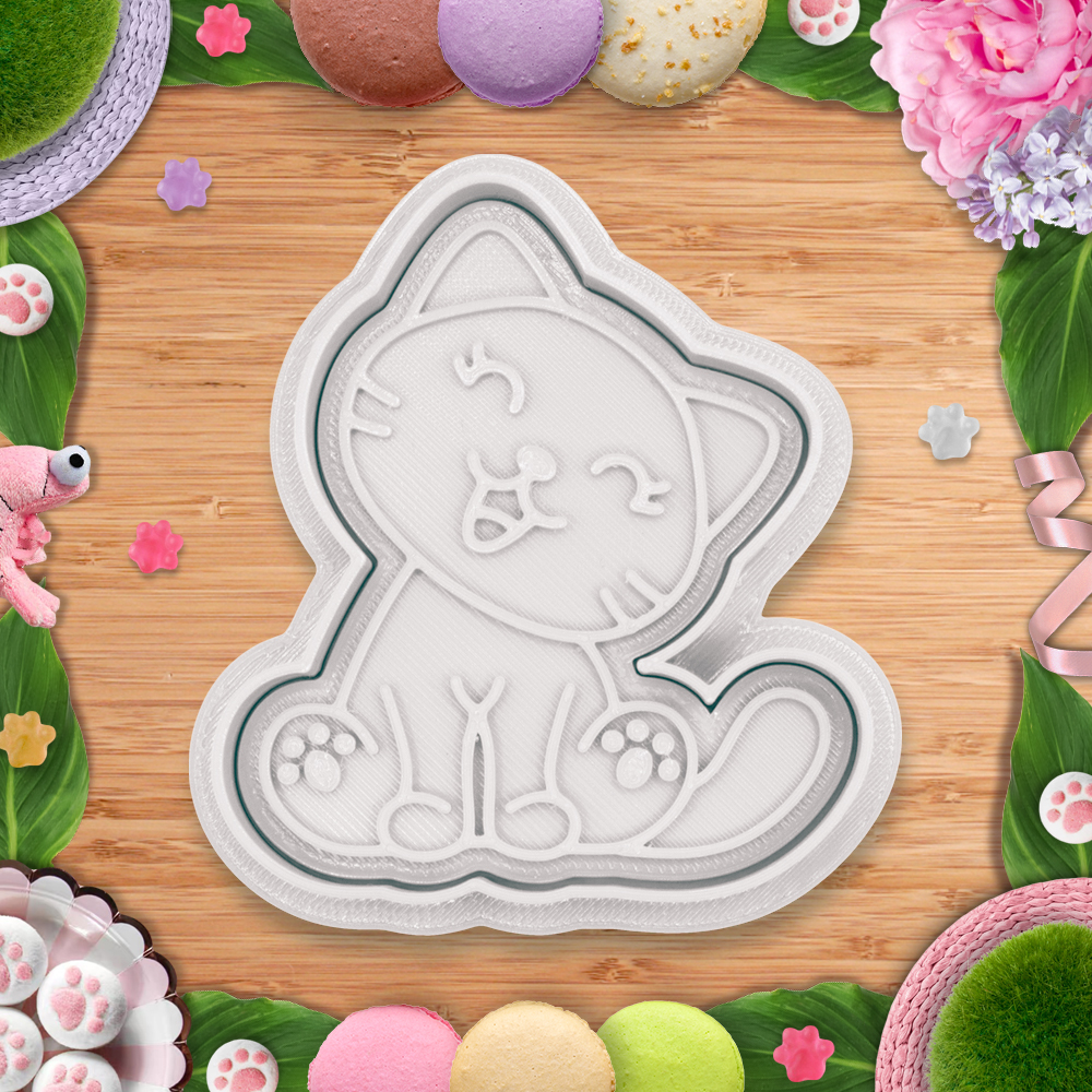 Cute kitty smile cookie cutter / stamp