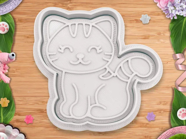 Cute sitting Kitty cookie cutter / stamp