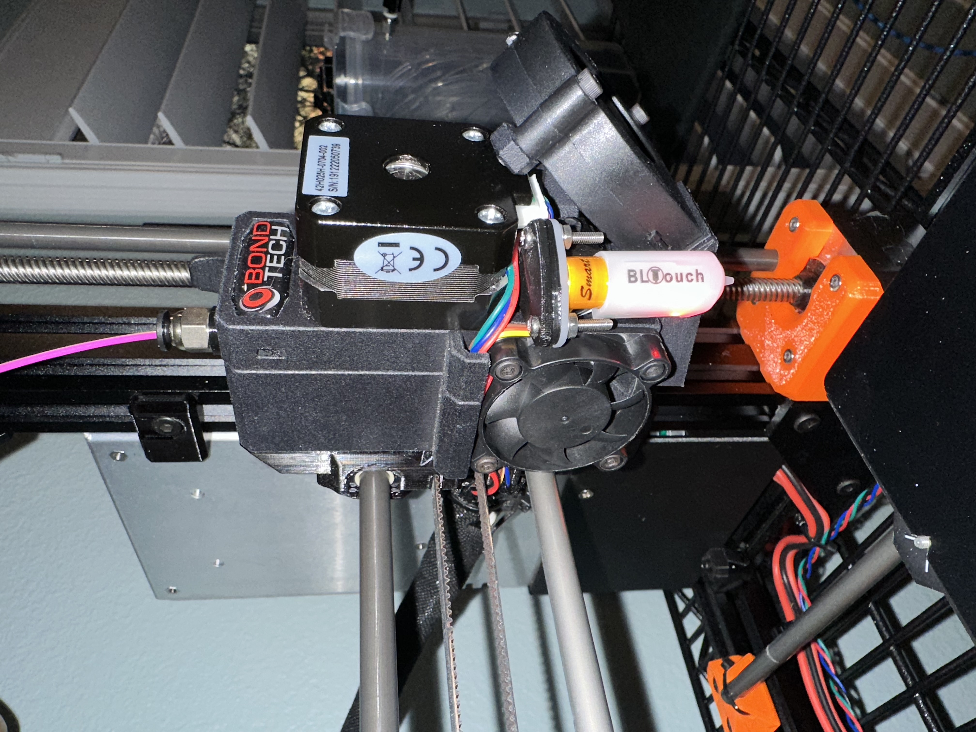 BLTouch Mount for Bondtech Prusa Extruder (motor pins down)