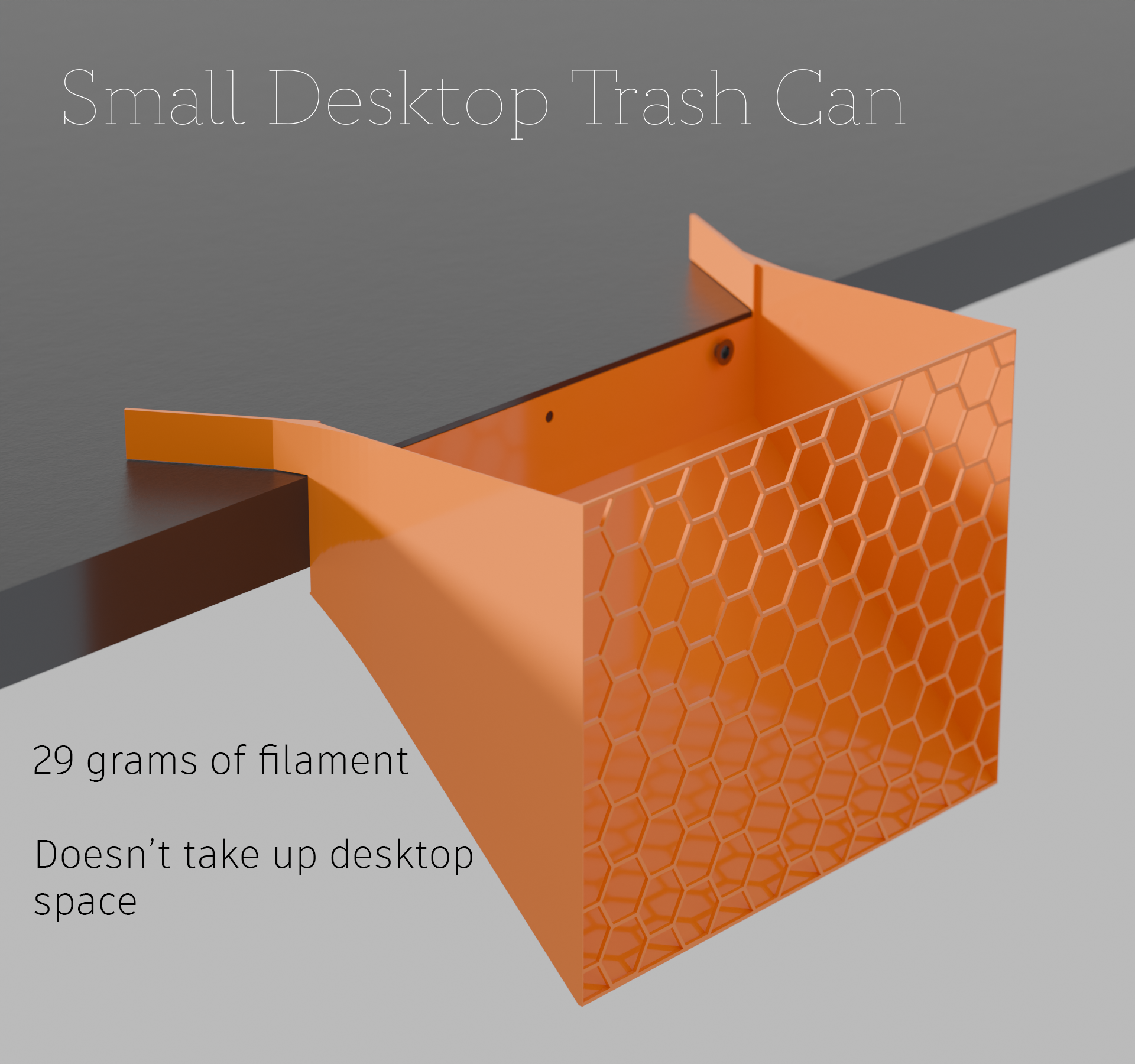 desk trash can - side mounted, small, lightweight