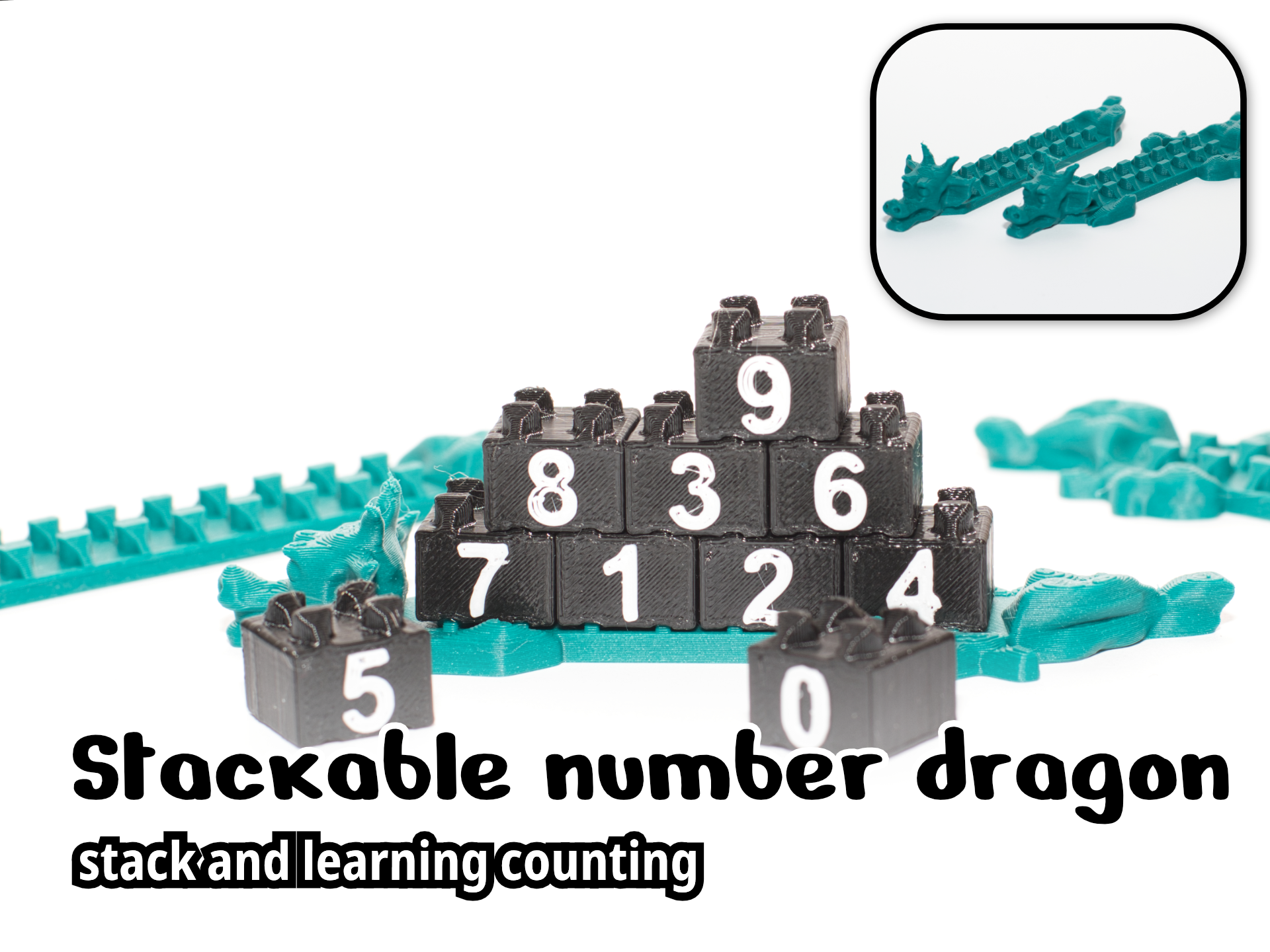 Stackable number blocks for math education with dragon base