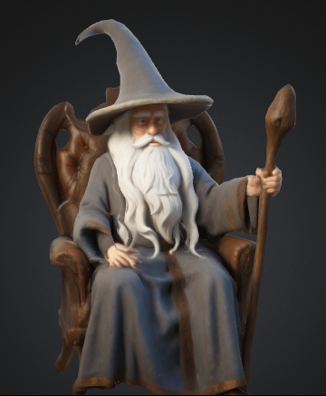 Gandalf sitting on a chair
