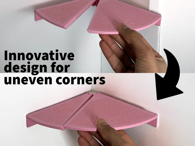 Flexible Zigzag Corner Shelf - Adaptive 3D Printed Solution for Uneven Walls