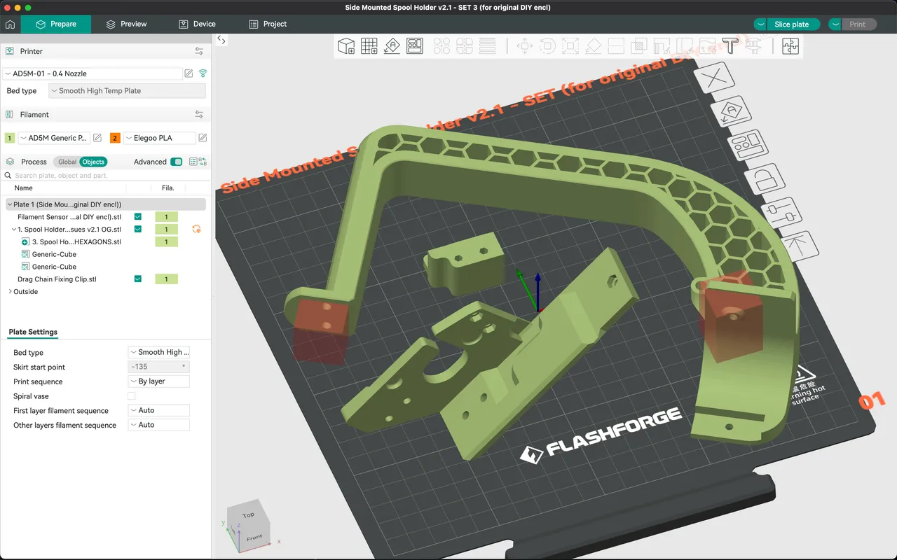 (3 of 4) Flashforge Adventurer 5M (AD5M) IMPROVED, SIDE-MOUNT Spool ...