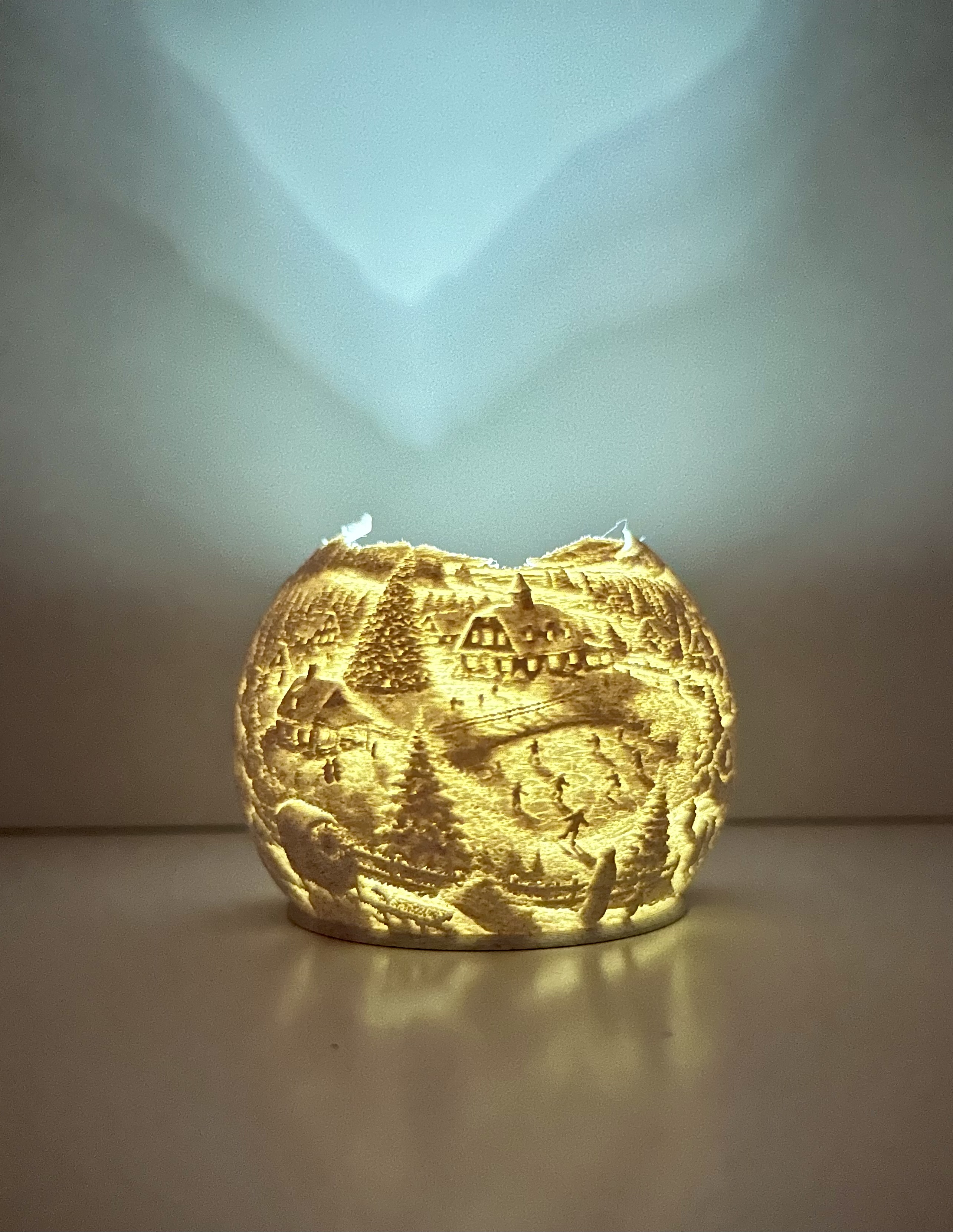 Snow Delight Tea Light Ball Winter and Christmas Lithophane by