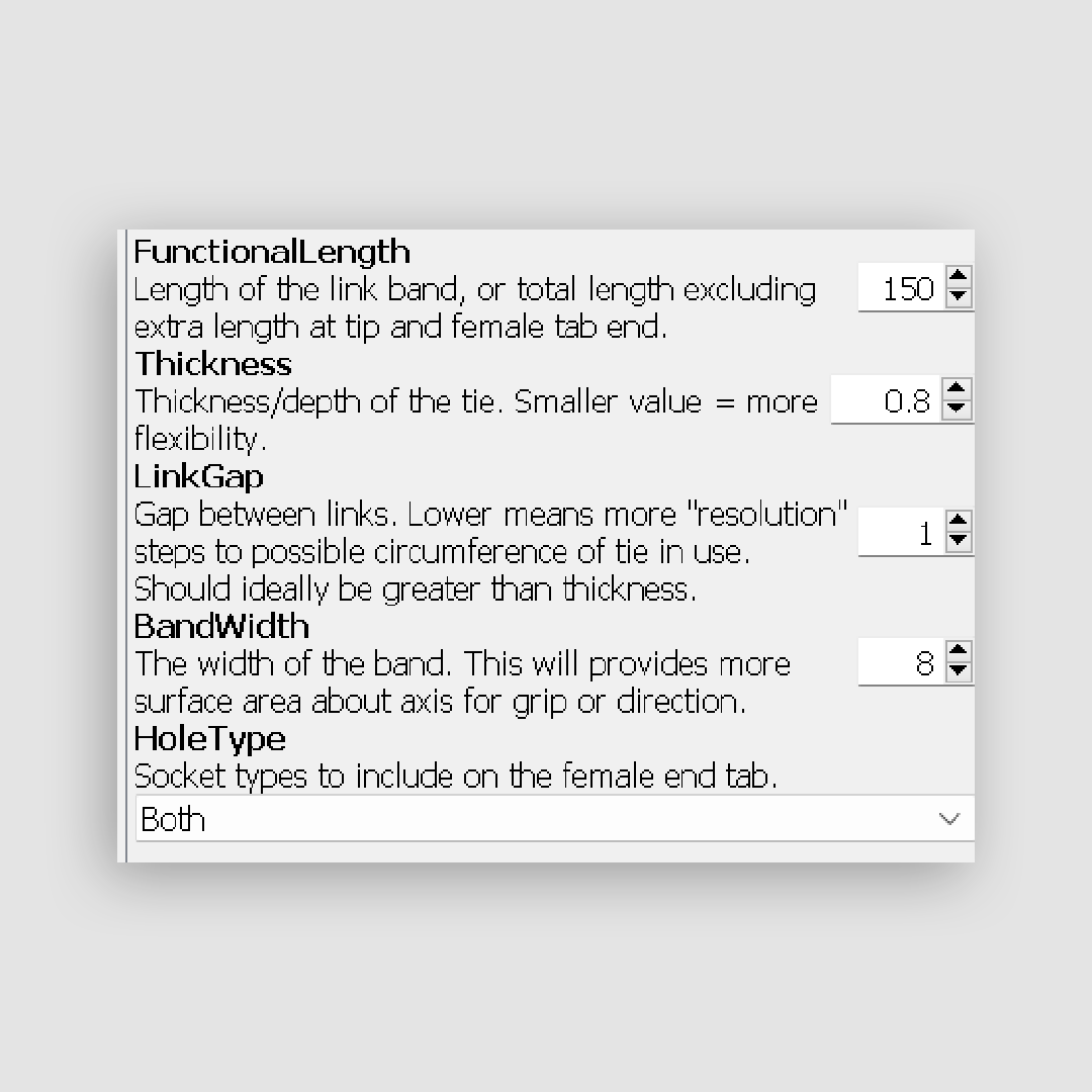 Parametric ZipTie / CableTie by inhabitworks Download free STL