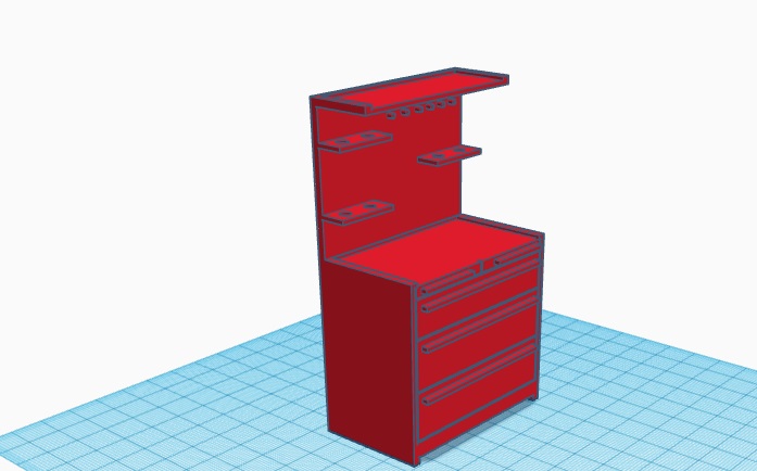 Tool table and shelf - scale models for diorama 1/14, 1/16 ,1/12,1/10