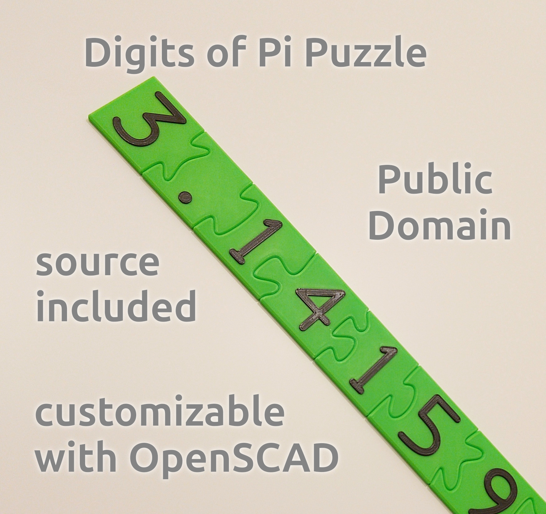 Digits of Pi Puzzle (OpenSCAD)