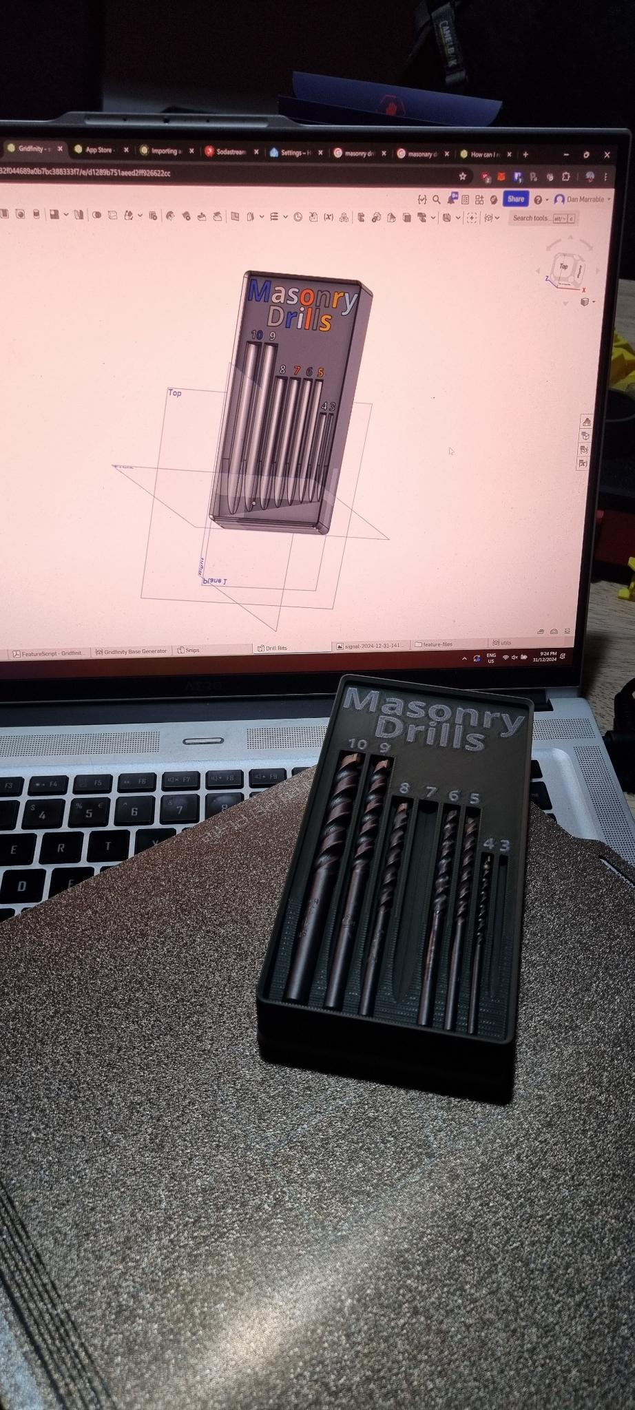 Gridfinity 2x4 Long Drill Bit Holder