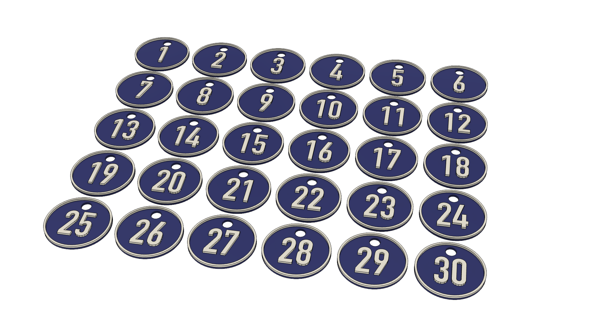 Numbered keychains predefined from 1 to 300 and empty tag