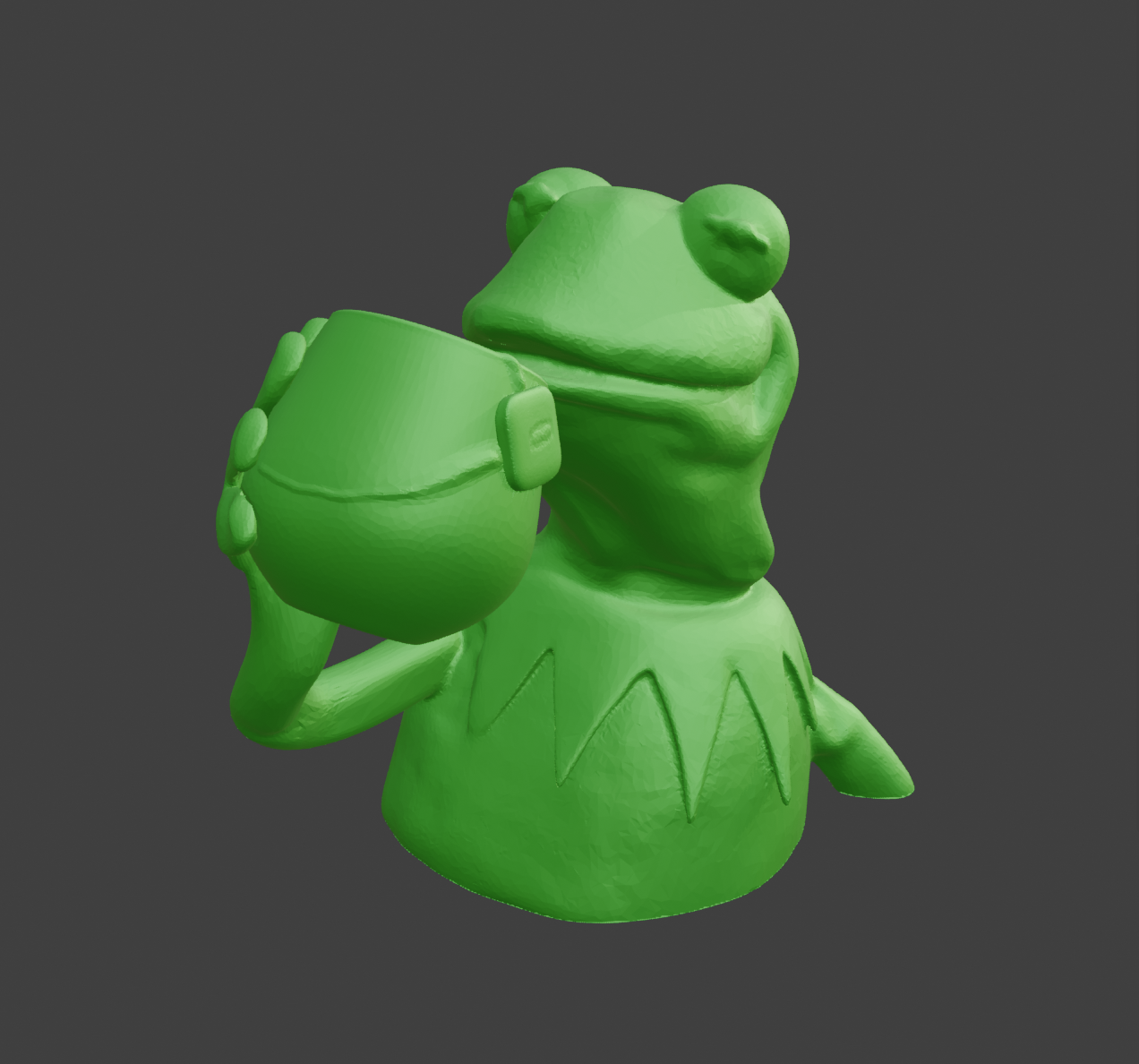 Kermit Sipping Tea -remixed without the hand 3D model thumbnail