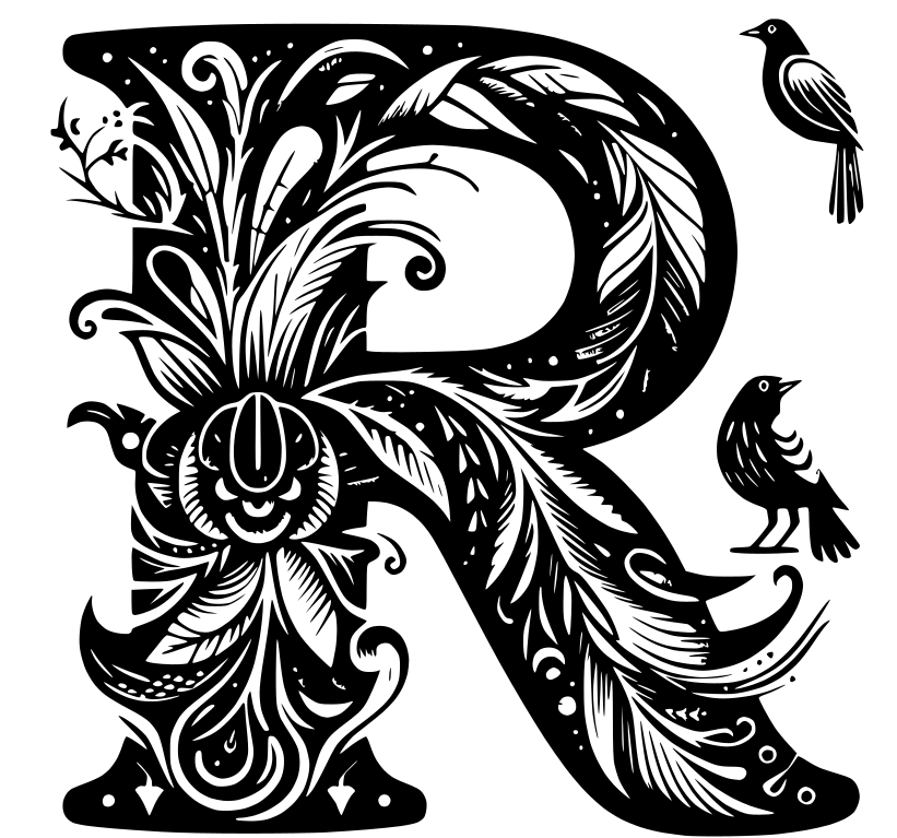 Frottage creation: letter R (version 9)