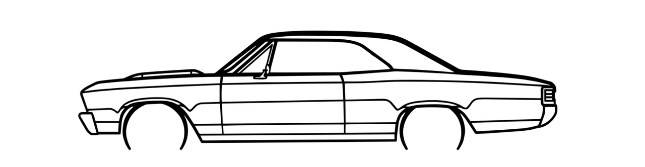 Chevrolet Chevelle 1967 Siluet Duvar Sanatı (Sadece Plastik Aparattır!!!)
