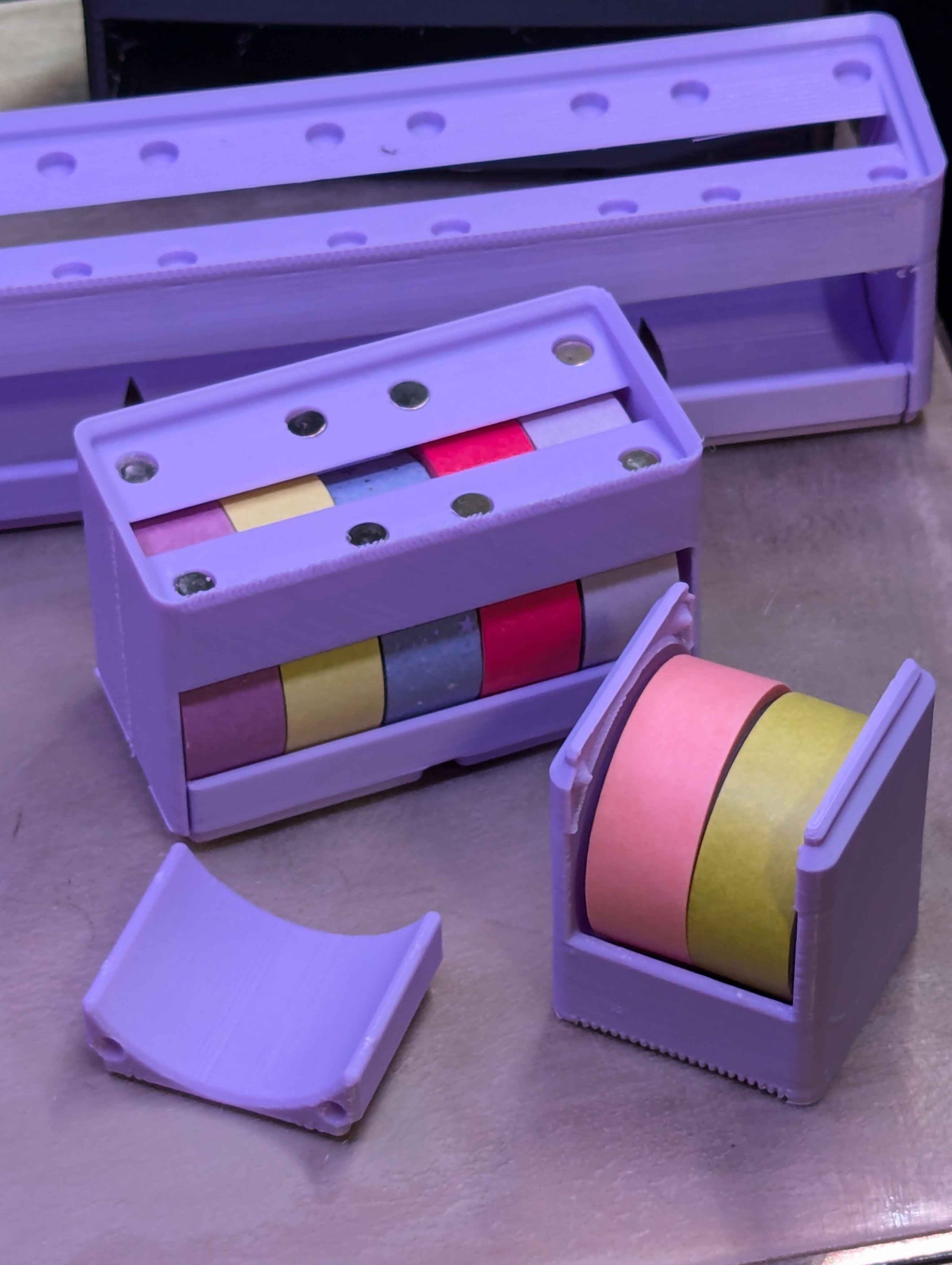Gridfinity Washi Tape Dispenser - Stackable - Magnetic - Built In Supports