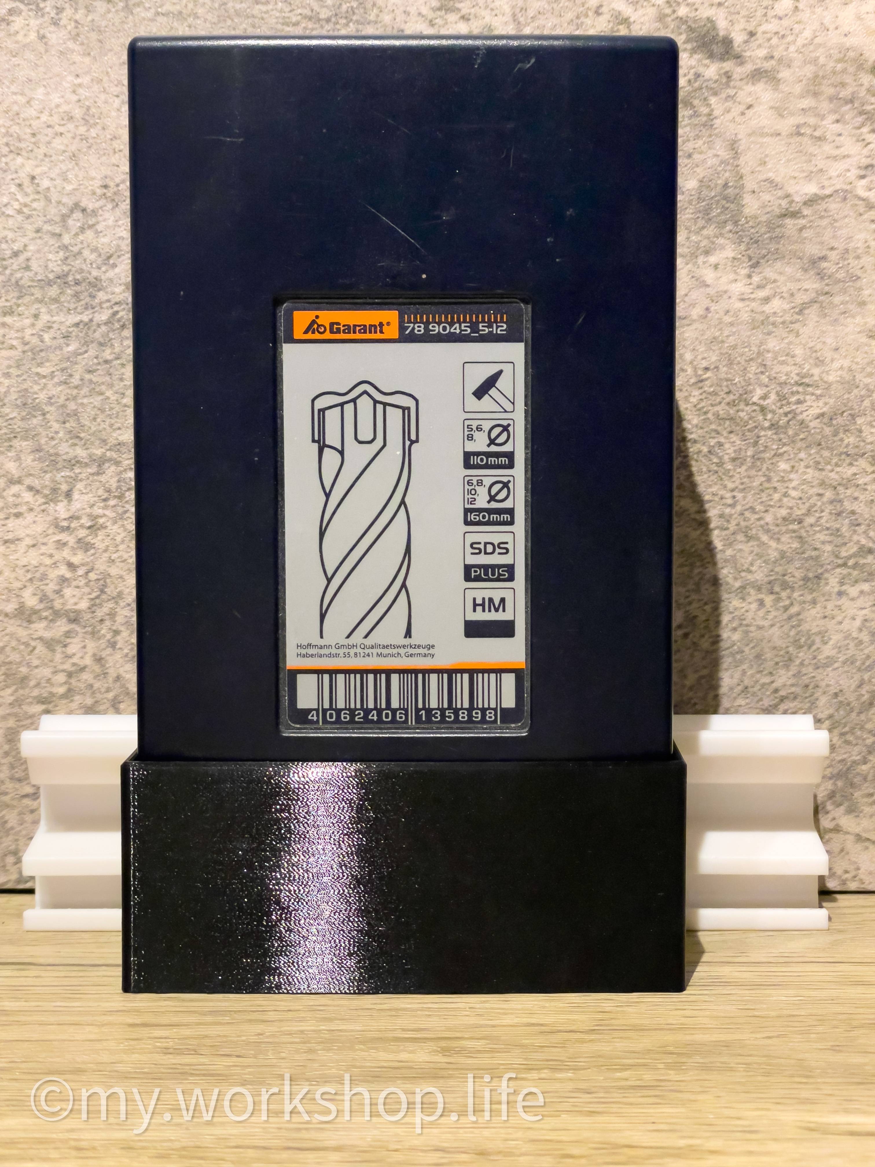 Drillbox Holder compatible with Festtool MFT, Skadis and Hoffmann Pegboard Bohrerbox