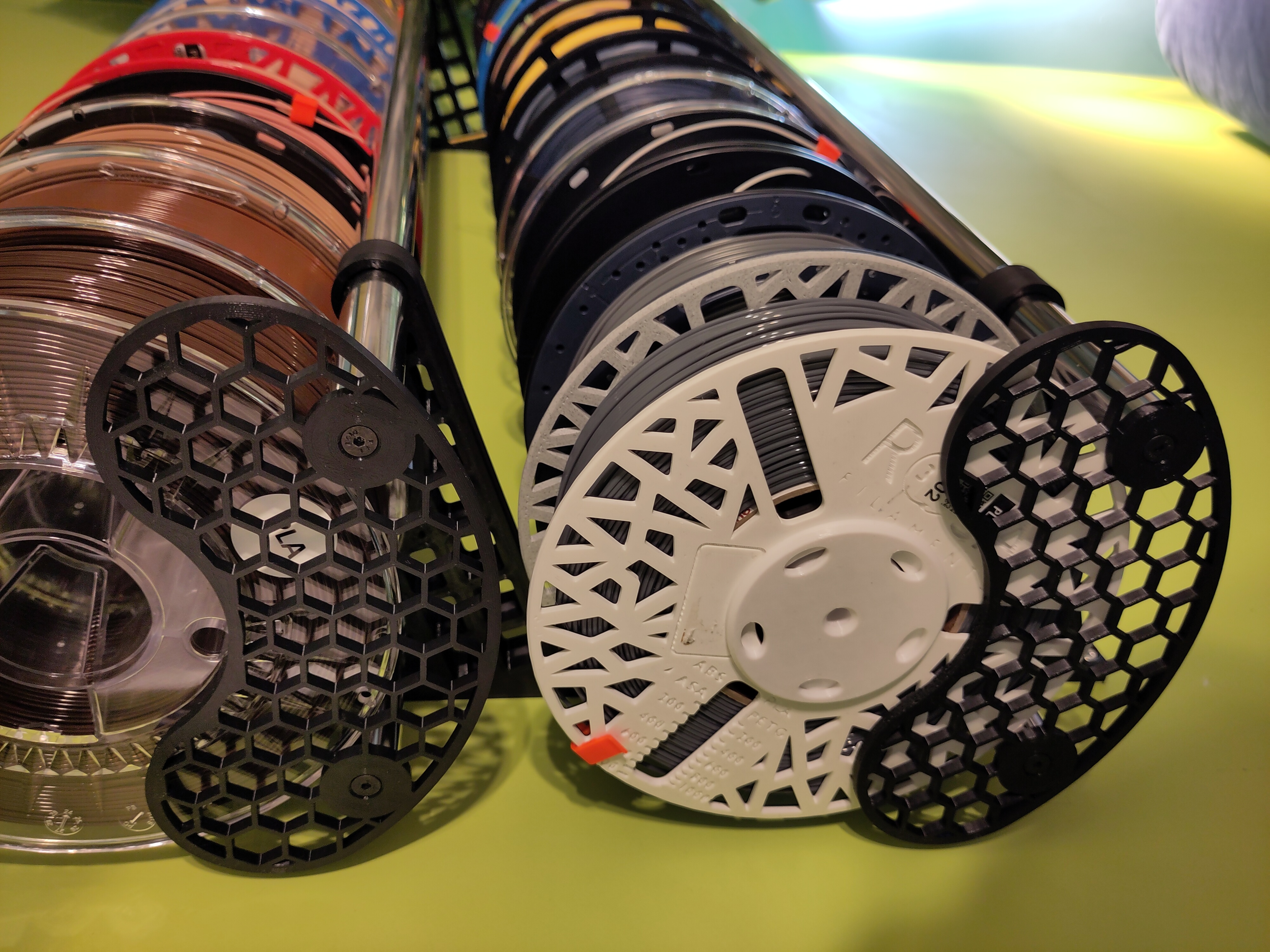 Side gate for filament spool wall mount / holder / rack