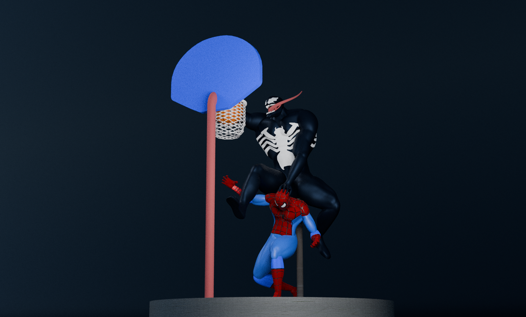 Venom & Spider-man Basketball - multi part sculpture