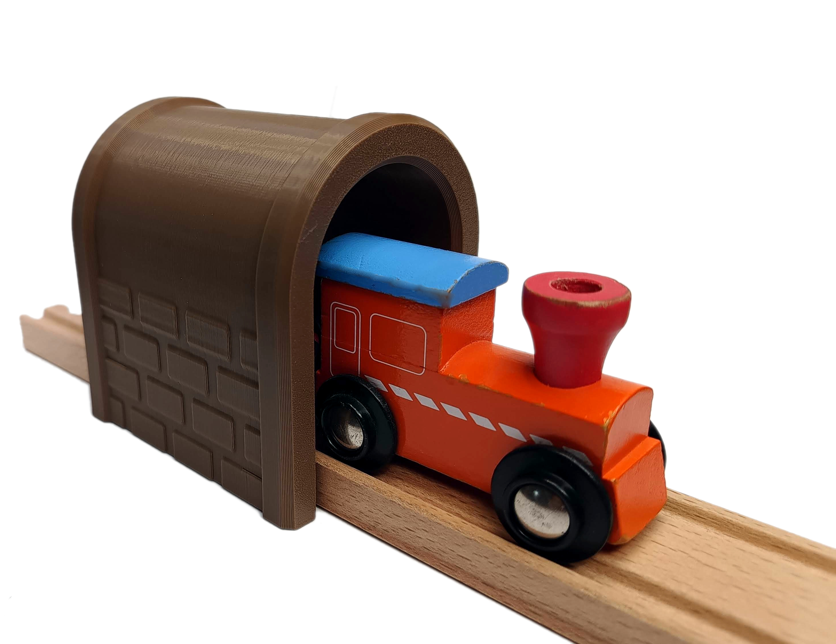 Universal railway tunnel for wooden train track