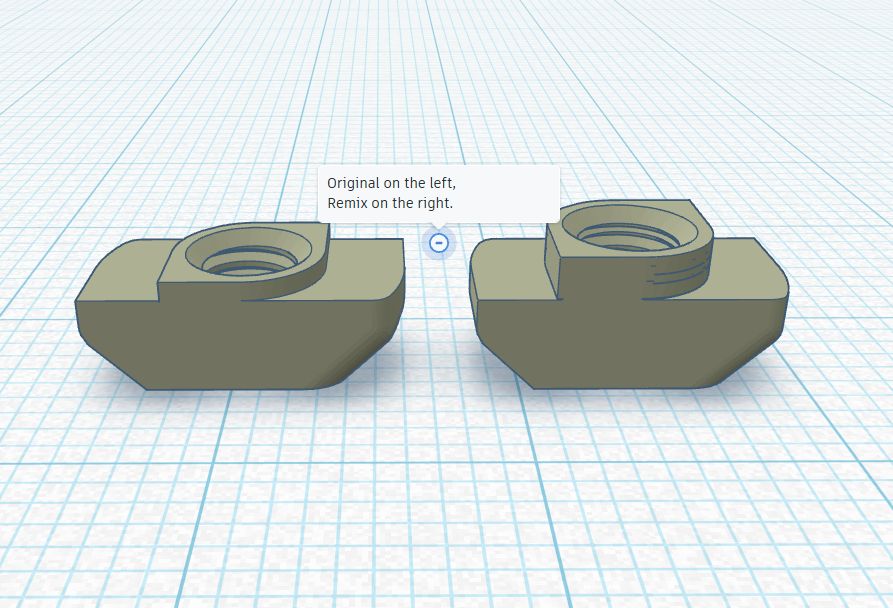 T-Nut for 2020 extrusion M4 thread. 3D model thumbnail