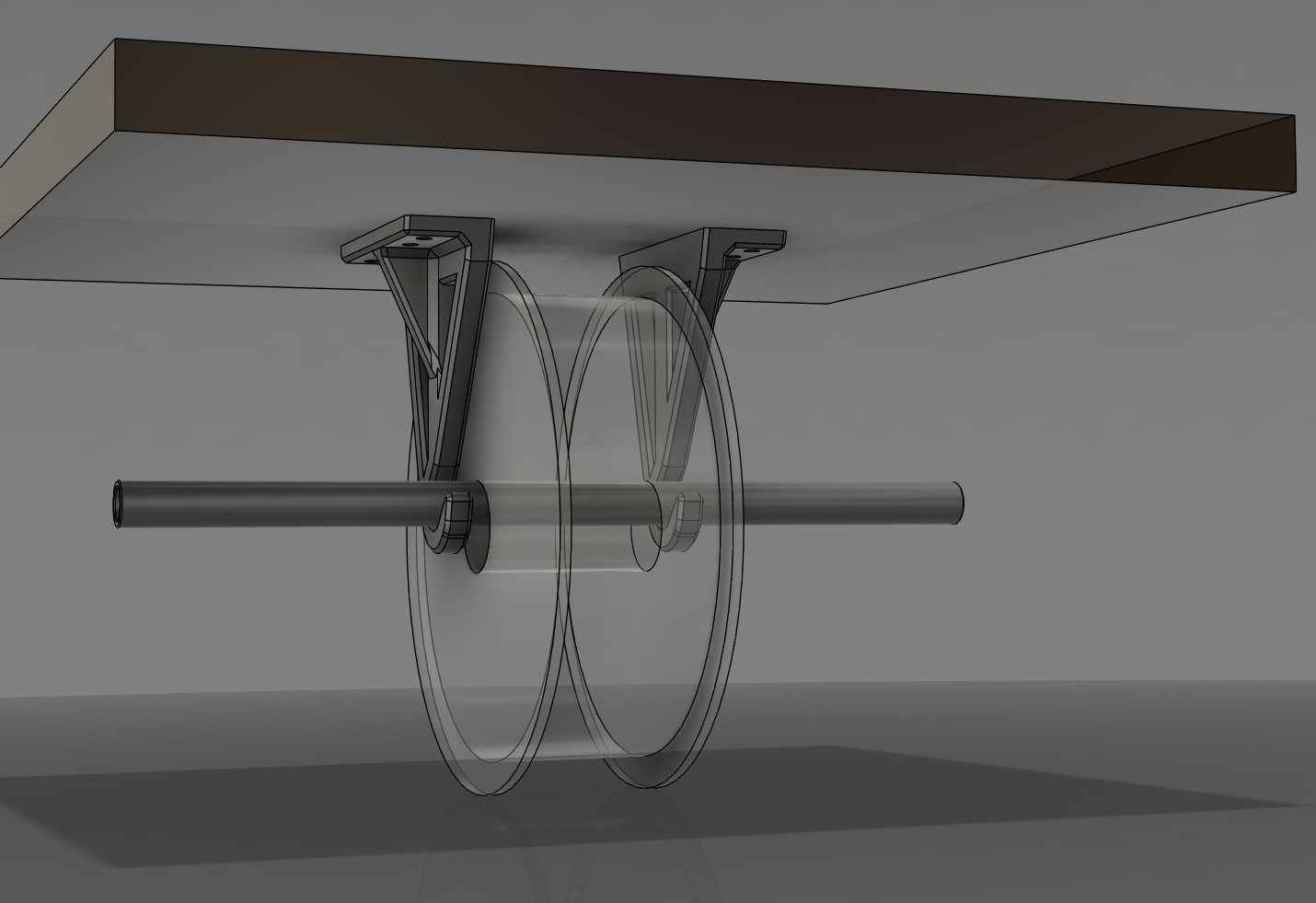 Spool Holder for 2kg spools, (hook and rod under table)