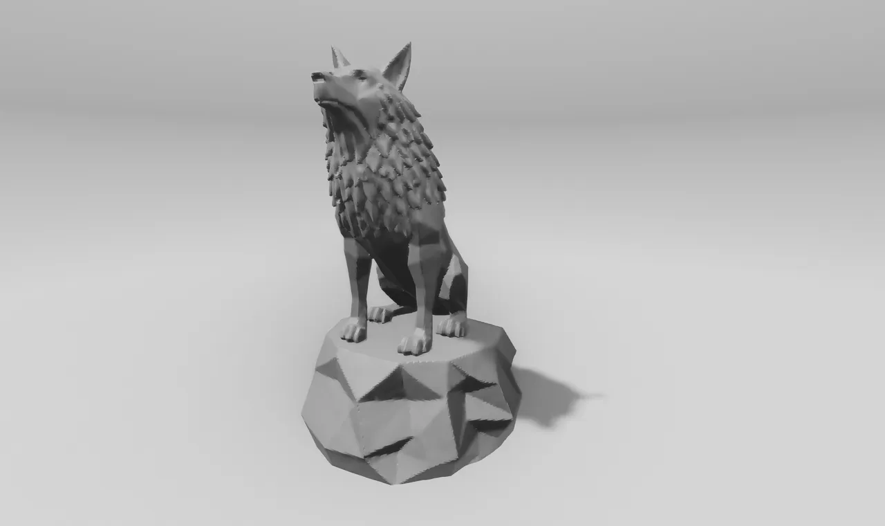 Low poly Wolf on a stone by barrierblock4k | Download free STL model ...