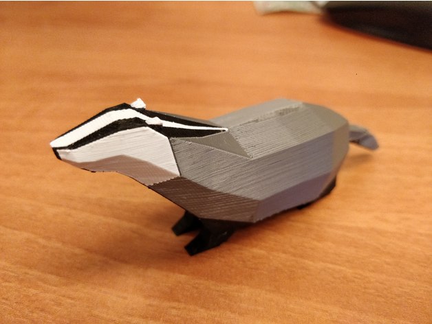 European Badger Low-Poly Multimaterial (Meles meles)