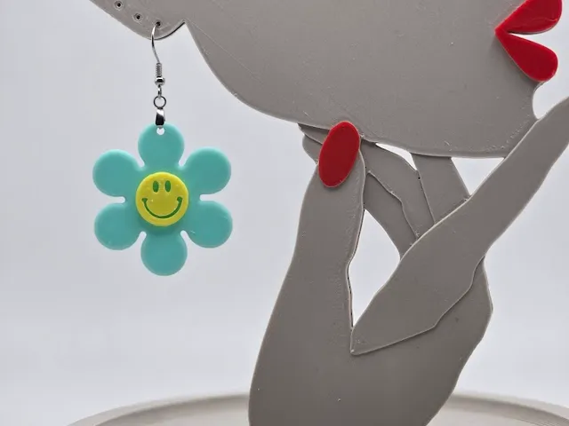 Happy Face Flower Earrings