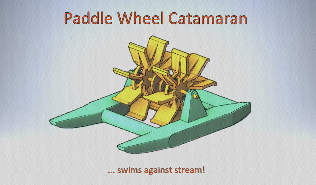 Paddle Wheel Catamaran - swims against stream