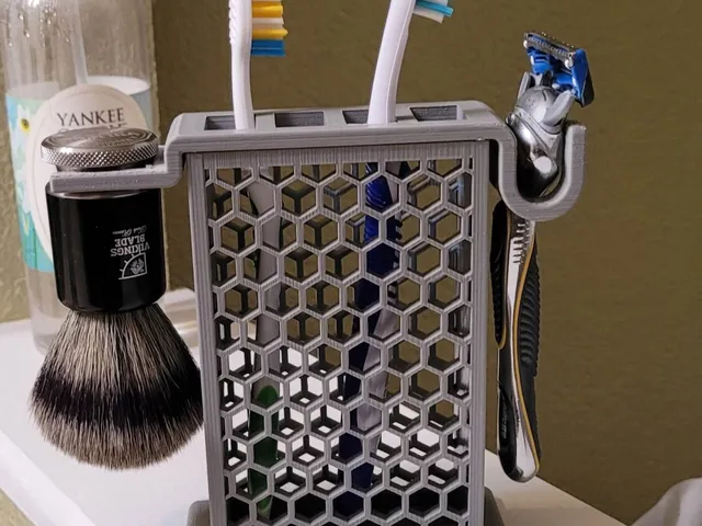 Razor + Shaving Brush + Toothbrush Holder