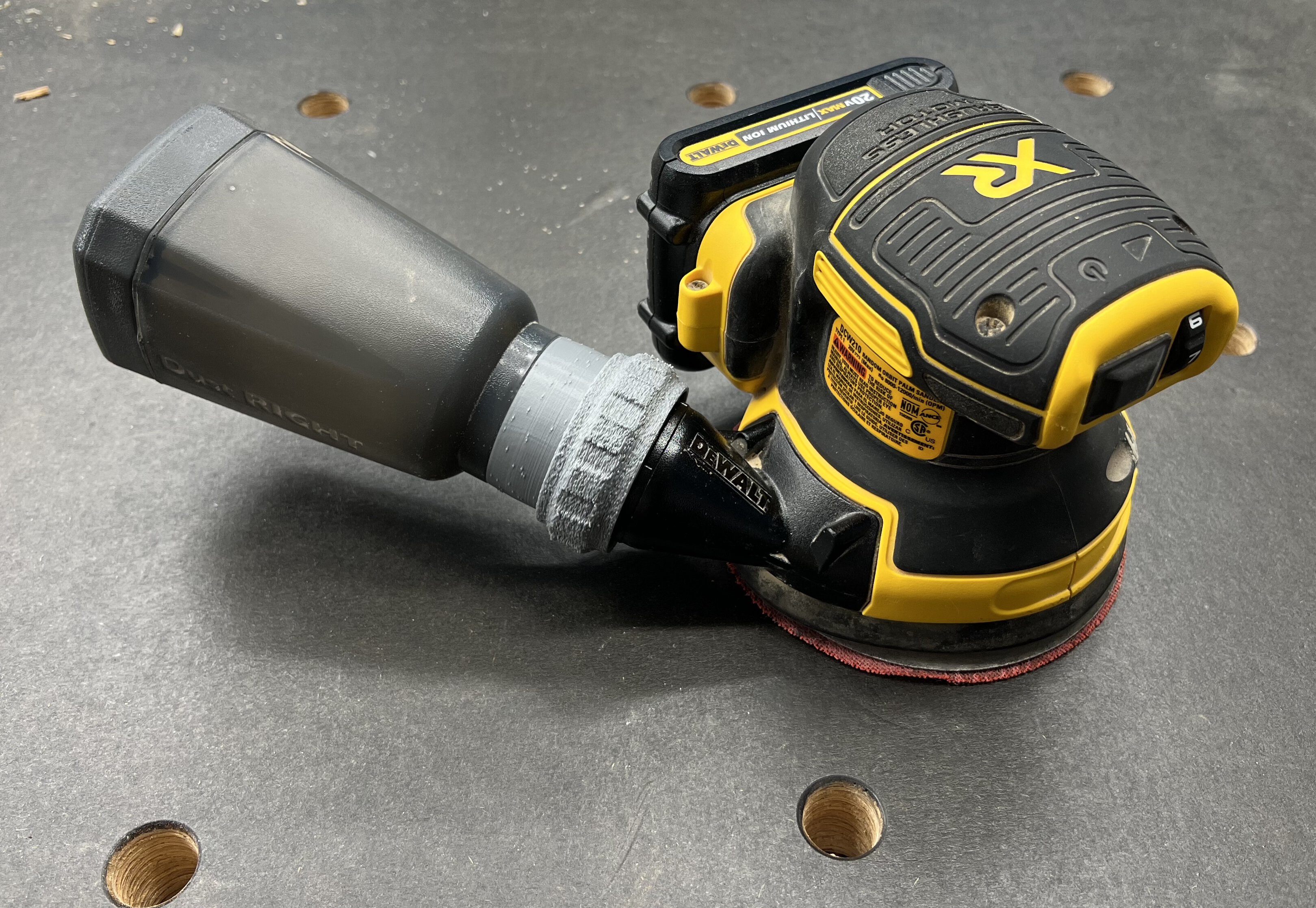 Dewalt DCW210 Sander to Dust Right canister adapter