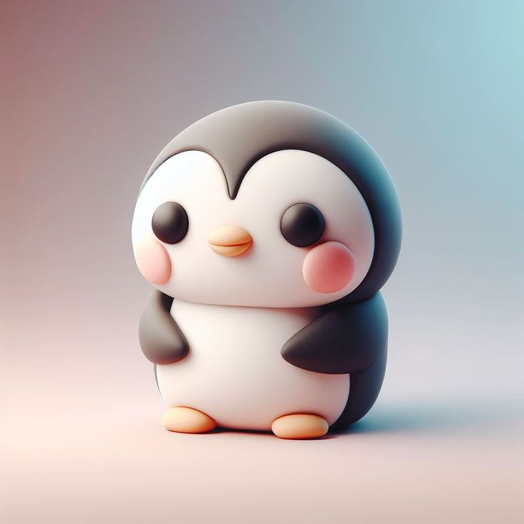 Baby Penguin Clay character kawaii 3D Model